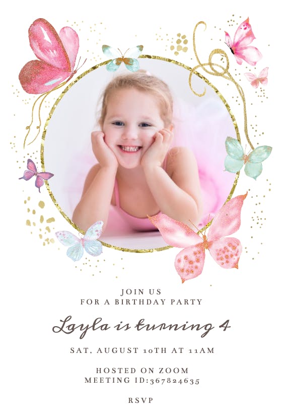 Custom Printable Girls Birthday Invitation Floral Photo Letters Any Age 1st